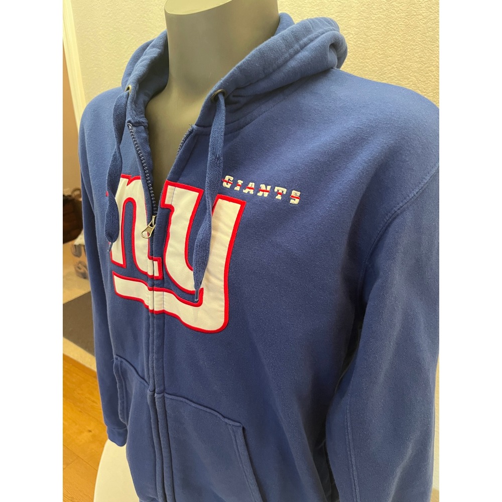 NFL Team Apparel NY Giants Full Zip Hoodie Mens L Blue Excellent Stitched Logo